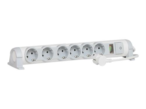 C2G Multi-Outlet Extension for Comfort/Safety - Coupe-circuit - CA 230 V - 3500 Watt - entrée : alimentation - connecteurs de sortie : 6 (bipolaire) - 1.5 m cordon - blanc