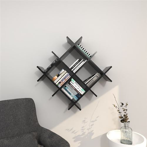 HOMEMANIA Étagère Farley - Noir - 75 x 27 x 75 cm -