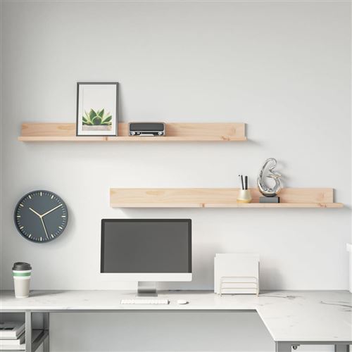 vidaXL Étagères murales 2 pcs 110x11x9 cm Bois de pin massif