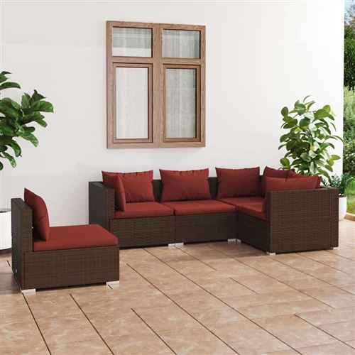 Non Communiqué Rouge Salon De Jardin Vidaxl Resine Tressee 5 Pieces 5 Personnes