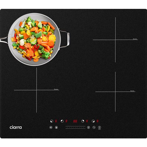Non Communiqué Noir Ciarra Table De Cuisson 4 Foyers 7200W 9 Niveaux De Puissance Fonction Booster Encastrable 59*52Cm Aw4bbih