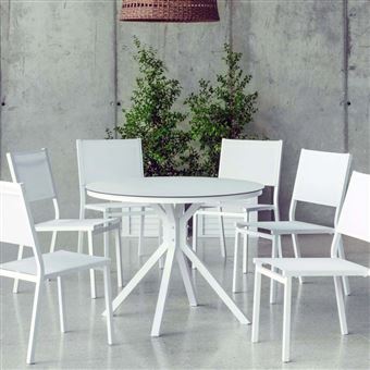 Hevea - Salon de jardin en aluminium et textilène Giglio blanc - 1