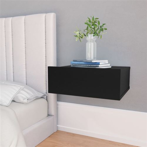 vidaXL Table de chevet flottante Noir 40x30x15 cm Aggloméré - Table de chevet