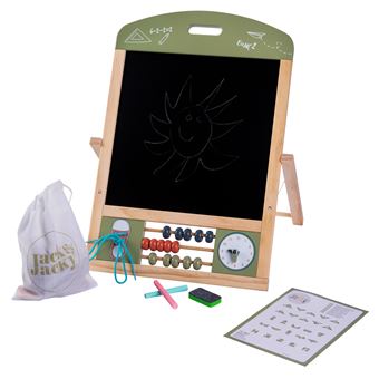 Chevalet En Bois Double Face Pour Enfants – Tableau Noir Et Blanc, Réglable En Hauteur, Avec Rangement, Puzzle Tangram Inclus, Cadeau éducatif Dès 3 Ans