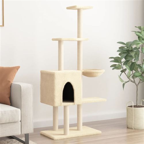 Meilleurs prix pour Arbre à chat avec griffoirs en sisal Crème 145 cm