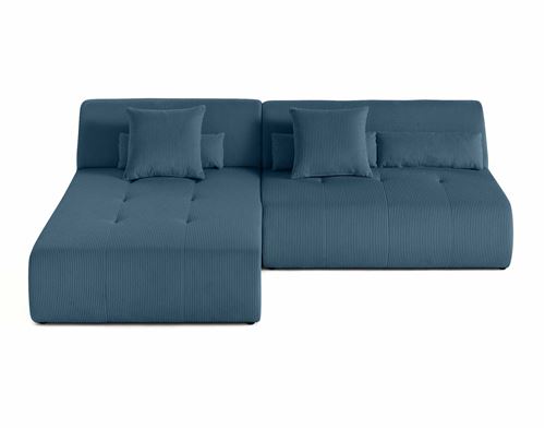 Non Communiqué Bleu Onyx - Canapé Modulable D'angle Réversible 4 Places - En Velours Côtelé