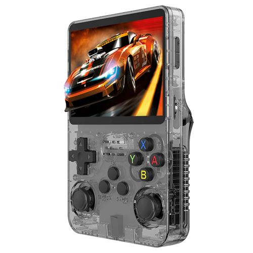Console de jeu portable R36S Écran IPS de 3,5 pouces Système Linux 11 Émulateur 64 Go Gris