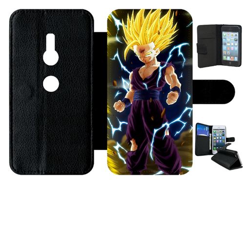 Etui My-Kase pour Xperia XZ2 - dbz dragon ball z san gohan super sayen 2 - Simili-cuir Noir