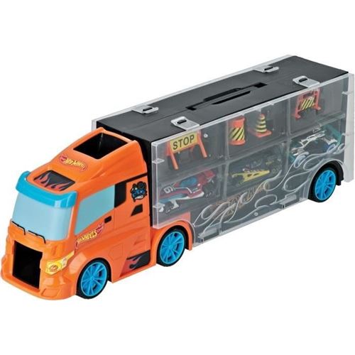 Toys And Fun Camion Hot Wheels 40 Cm Et 3 Voitures + Accessoires De Signalisation