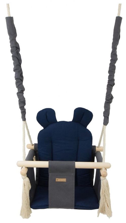 Balançoire bascule en bois coton gris, bleu marine