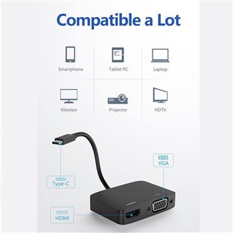 Adaptateur USB-C Vers VGA Melairo - Plug & Play, Compatible MacBook Pro 2016-2018, Galaxy S9, Résolution Jusqu'à 1920x1200 - 5