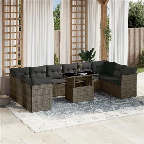 Non Communiqué Gris Salon De Jardin Modulable Vidaxl Resine Tressee 10 Personnes 62 X 62 X 69 Cm 11 Pieces