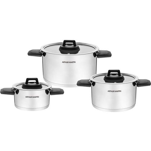 Arthur Martin Lot 3 Marmites Inox Am6321 16-20-24 Cm Induction Bec Verseur - Image 3