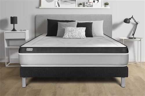 VITALIT Ensemble 180x200 Matelas M&eacute;moire de forme Sommier kit Noir