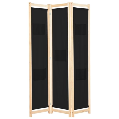 vidaXL Cloison de séparation 3 panneaux Noir 120x170x4 cm Tissu