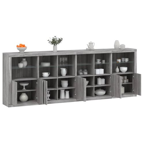 vidaXL Buffet avec lumières LED sonoma gris 283x37x100 cm
