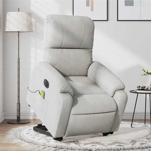 Non Communiqué Gris Vidaxl Fauteuil De Relaxation, Massage, Inclinable Électrique Tissu Microfibre Clair