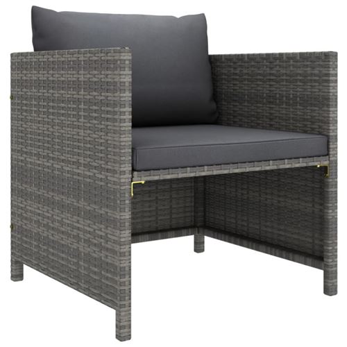 Canap&eacute; de jardin avec coussins Gris R&eacute;sine tress&eacute;e Vidaxl Gris