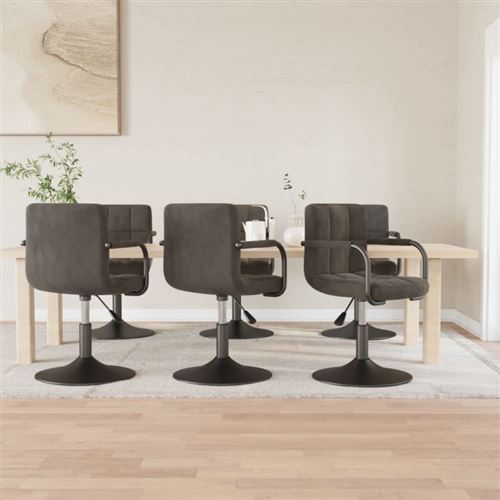vidaXL Chaises pivotantes de salle à manger 6 pcs Gris foncé Velours