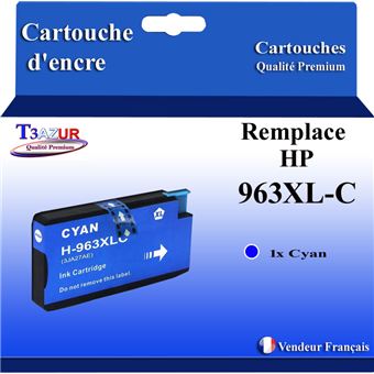 Cartouche compatible avec HP 963XL pour HP OfficeJet Pro 9025, 9025e Cyan - T3AZUR - 1