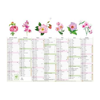 Calendrier Mural 2026 - 13 Mois - 22 x 29.5 cm - Motifs Fleurs - 1