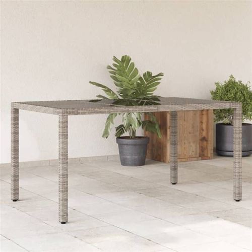 Non Communiqué Gris Vidaxl Table De Jardin Dessus En Verre 150X90x75cm Résine Tressée 365591