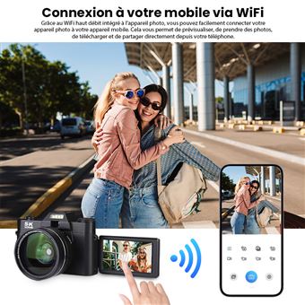 Appareil Photo Numérique - GENERIC - 48MP - 4K - Écran IPS 2,8 Pouces - Double Caméra - Appareil Photo