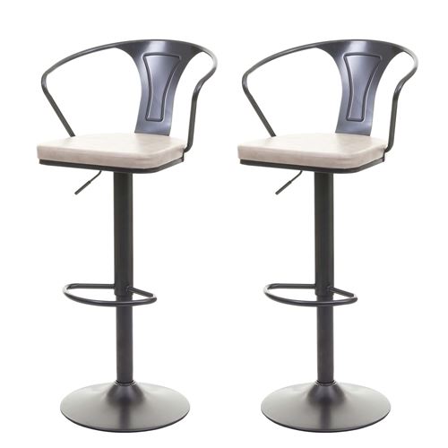 Non Communiqué Beige Lot De 2 Tabourets De Bar Mendler Hwc-H10b Pivotant Vintage Noir-Crème - Image 1