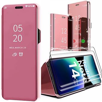 Coque + 2 Verres Trempés pour Xiaomi Redmi Note 14 Pro Plus 5G/Note 14 Pro+ 5G, Protection Avant et Arrière Clear View Rose - BOOLING - 1