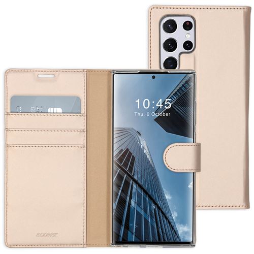 Étui de téléphone portefeuilWallet Samsung Galaxy S22 Ultra - Dorée Accezz