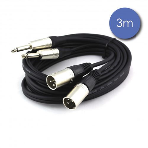 Power Acoustics Cab 2111 - Câble 3m - XLR 3 PIN Mâle - JACK MONO Mâle