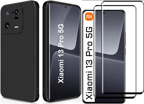 Coque Silicone Noir + 2 Verres Trempes Pour Xiaomi 13 Pro Little Boutik©