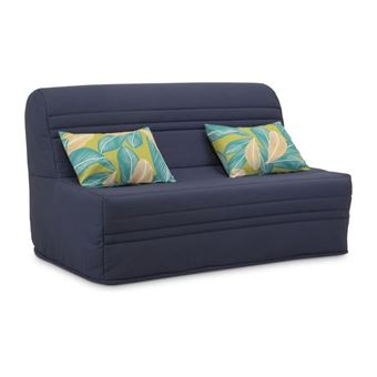 Banquette BZ - 2 places - Bleu Marine - Coussins Jungle - couchage 140 x 190 x 9 cm - Joe - 1