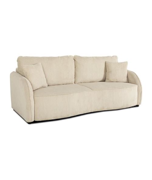 Non Communiqué Beige Perle Canapé Convertible Lit Bari Casapy 3 Places Velours Côtelé Perle Beige + Coffre 170 L