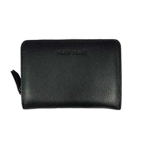 Portefeuille compact en cuir NAF NAF Camélia - noir 8580