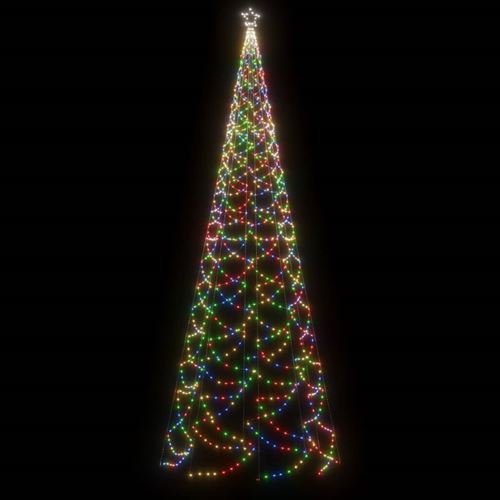 vidaXL Arbre de Noël avec poteau en métal 1400 LED colorées 5 m -  Luminaires extérieur à la Fnac