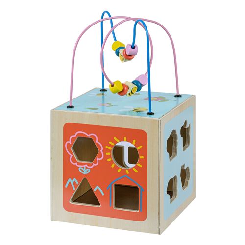 Grand cube d’activité en bois 4 en 1 jeu d’éveil 1 an premier âge éducatif apprentissage bébé Teamson Kids PS-T0006