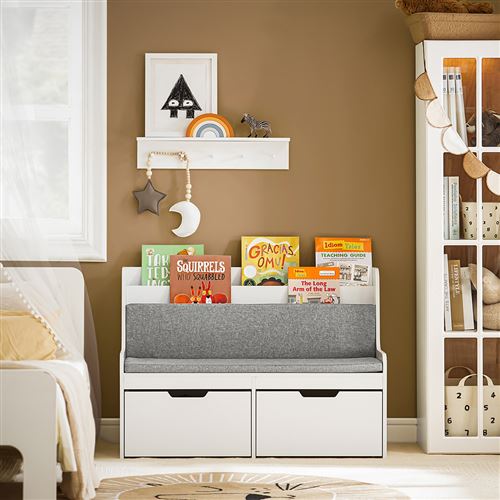 Non Communiqué Blanc Sobuy Kmb66-W Coffre À Jouets Enfants, Banc De Rangement Pour Enfants Avec Bibliothèque, 2