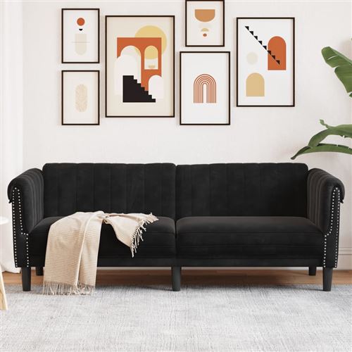 Non Communiqué Noir Vidaxl Canapé À 3 Places Velours372590
