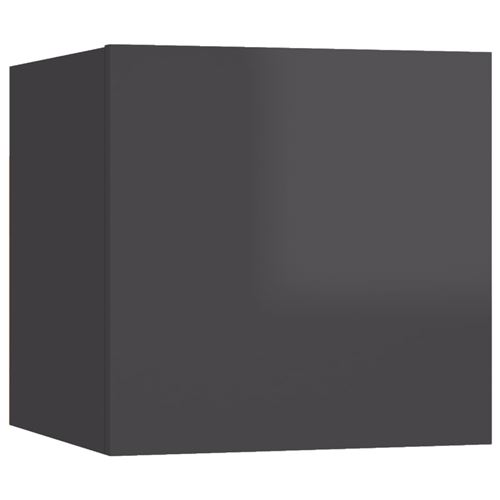 vidaXL Meuble TV mural Gris brillant 30,5x30x30 cm