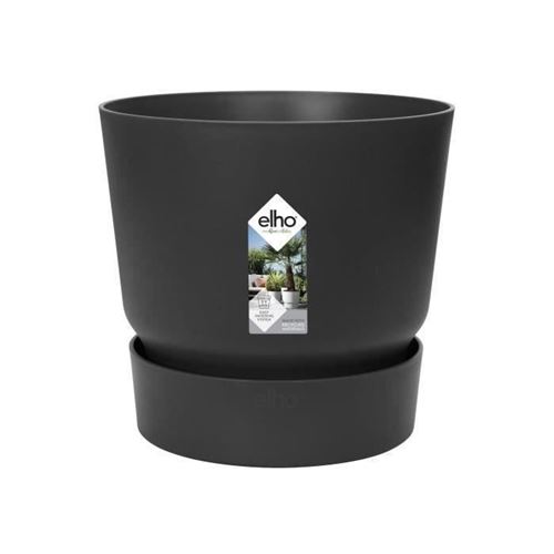 Non Communiqué Noir Elho Pot De Fleurs Rond Greenville 30 - Extérieur - Ø 29,5 X H 27,8 Cm - Vivre