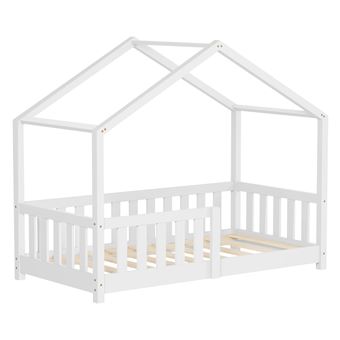 ML-Design Lit Cabane d'Enfant 70x140 cm Blanc en Pin Massif avec Protection Antichute, - 1