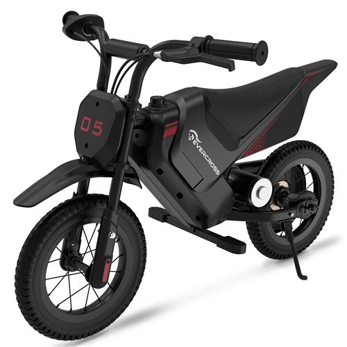 EVERCROSS TECH Moto &eacute;lectrique enfant Noir, 150W, 2 vitesses 8-16 km/h, pneus tout-terrain 12"", autonomie &agrave; 15 km, id&eacute;al cadeau