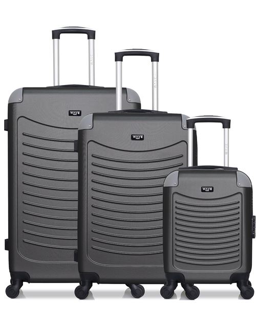 Non Communiqué Gris Fonce Wave Paris - Lot De 3 - Valise Grand Format, Valise Weekend Et Valise Cabine Xxs Congo