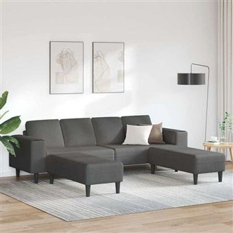 Canape dangle droit fixe vidaxl moment 4 places en velours cotele gris - 1