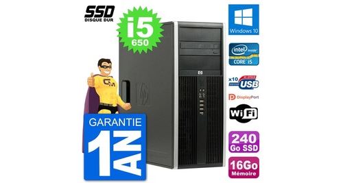Pc tour hp 8100 elite intel core i5-650 ram 16go ssd 240go windows 10 wifi