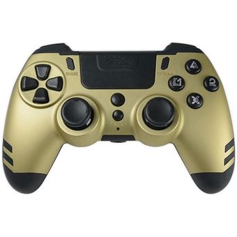 Steelplay Slimpack - Manette sans Fil 2,4 GHz, Compatible PS4/PS3/PC, Double Retour de Vibration, 4 palettes arrière programmables, Ergonomique et Confortable - Or