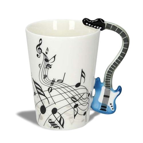 Totalcadeau Multi Mug Anse Guitare Électrique Bleue Tasse Musique