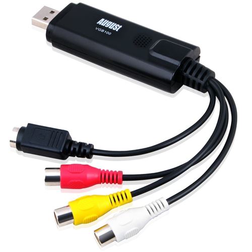 Convertisseur Vidéo Audio Analogique Numérique – August VGB100 – Transfert de Cassettes SECAM / PAL VHS Hi8 Mini DV, Caméscope, Magnétoscope pour Windows 11, 10, 8, 7