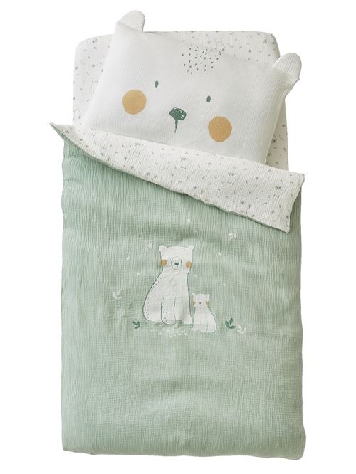Housse De Couette Bebe My Little Bear Bleu 100x1 Vertbaudet Parure De Lit Bebe Achat Prix Fnac